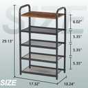Narrow Shoe Rack, with Heavy-Duty Metal Grid, Rustic Wooden Top, & Metal Guardrails - Transform Your Space with Style and Functionality Living Room, Kitchen, Bedroom, Garage, & Bathroom