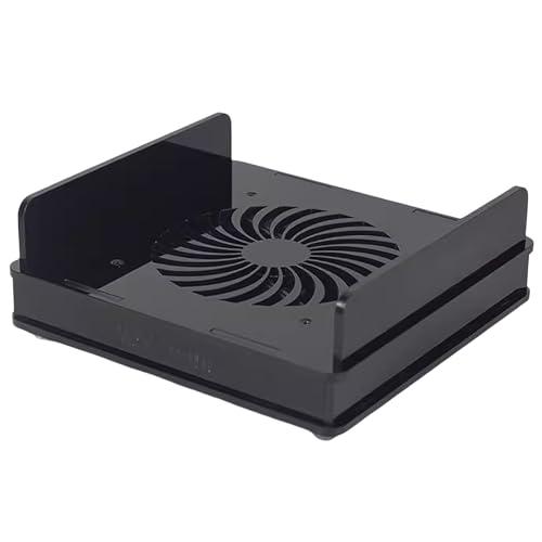 Mac mini Mount,Mini Cooling Fan Design,Super Strong Wind Modification Chassis,Equipped with a 5.5 Inches Silent Fan for Heat Sink,USB Power Supply(Black)