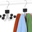 TOPIA HANGER Sweatshirt Hangers 2Pack with 6 Wooden Balls, Purse Hanger, Scarf Hanger, Wooden Closet Hooks, Handbag Organizer, Bra Hanger, Accessory Organizers for Scarf, Tanktop, Hat, Hoodie CT82B