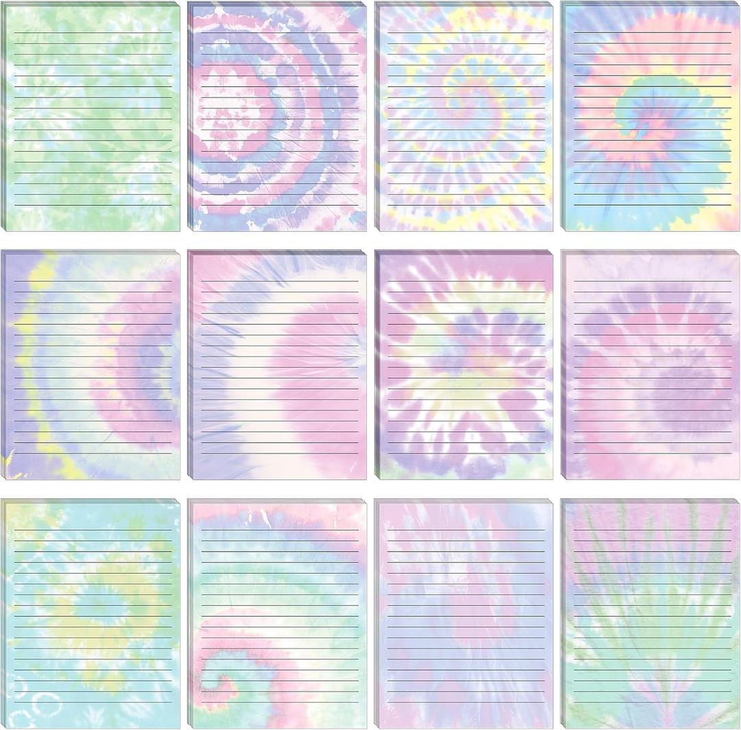 Patelai 120 Sheets Stationery Writing Paper 8.5 x 11 Classroom Double Sided Lined Letter Writing Paper Cute Stationary Set for Women Note Scrapbook Office Printing Supplies(Tie Dye Style)