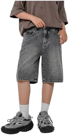 SHENHE Boy's Denim Shorts Wide Leg Summer Casual Baggy Knee Length Jeans Bermuda Shorts 12 Y
