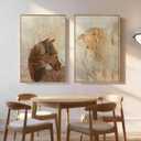 Framed Neutral Abstract Horse 2 Piece Wall Art for living room, 24x36 Inch, 24" W x 36" H x 2Pcs