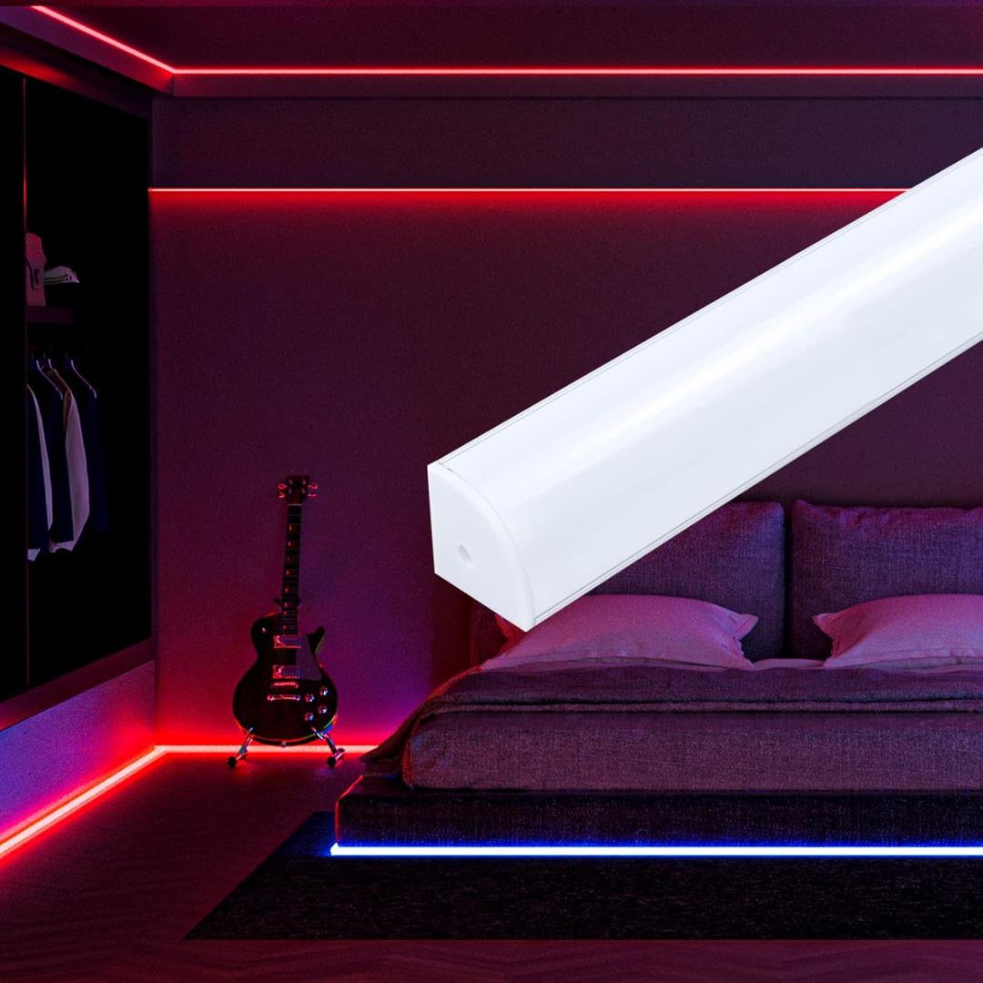 Muzata 10Pack 3.3FT/1M Plus-Size Spotless V Shape LED Channel Silver Aluminum LED Diffuser Channel with Milky White Cover V101 WW 1M (1M 10Pack)