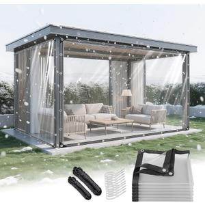 14 MIL Clear Vinyl Tarp 6x10 ft Heavy Duty Clear Tarp Tear-Resistant Reinforced Edges Rustproof Grommets Windproof Waterproof Cover for Porch Patio Greenhouse Chicken Coop Outdoor Garden