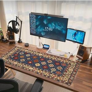 Persian Rug Design Mouse Pad Extended Large Gaming Mousepad XL Big Long Oversized Desk Mat Stitched Edges