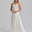 KUTUMAI Satin Maxi Dress Spaghetti Strap Lace Up Long Formal Dresses for Women Wedding Guest Cocktail Evening Prom (XL)