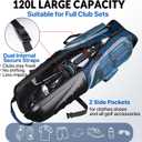 Golf Travel Bag for Airlines, Hard Shell Top Golf Travel Case with Wheels, Heavy Duty 1680D Oxford Fabric, Reinforced Base, Oversized Tank Wheels, Built-in TSA Lock, Water-Resistant Zippers