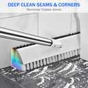 Grout Brush with Long Heavy Duty Handle, 180 Swivel Floor Scrub Brush, V-Shaped Grout Line Scrubber with Stiff Bristles, Cleaning Brush for Deep Cleaning Tile Grout, Shower, Kitchen, and Concrete