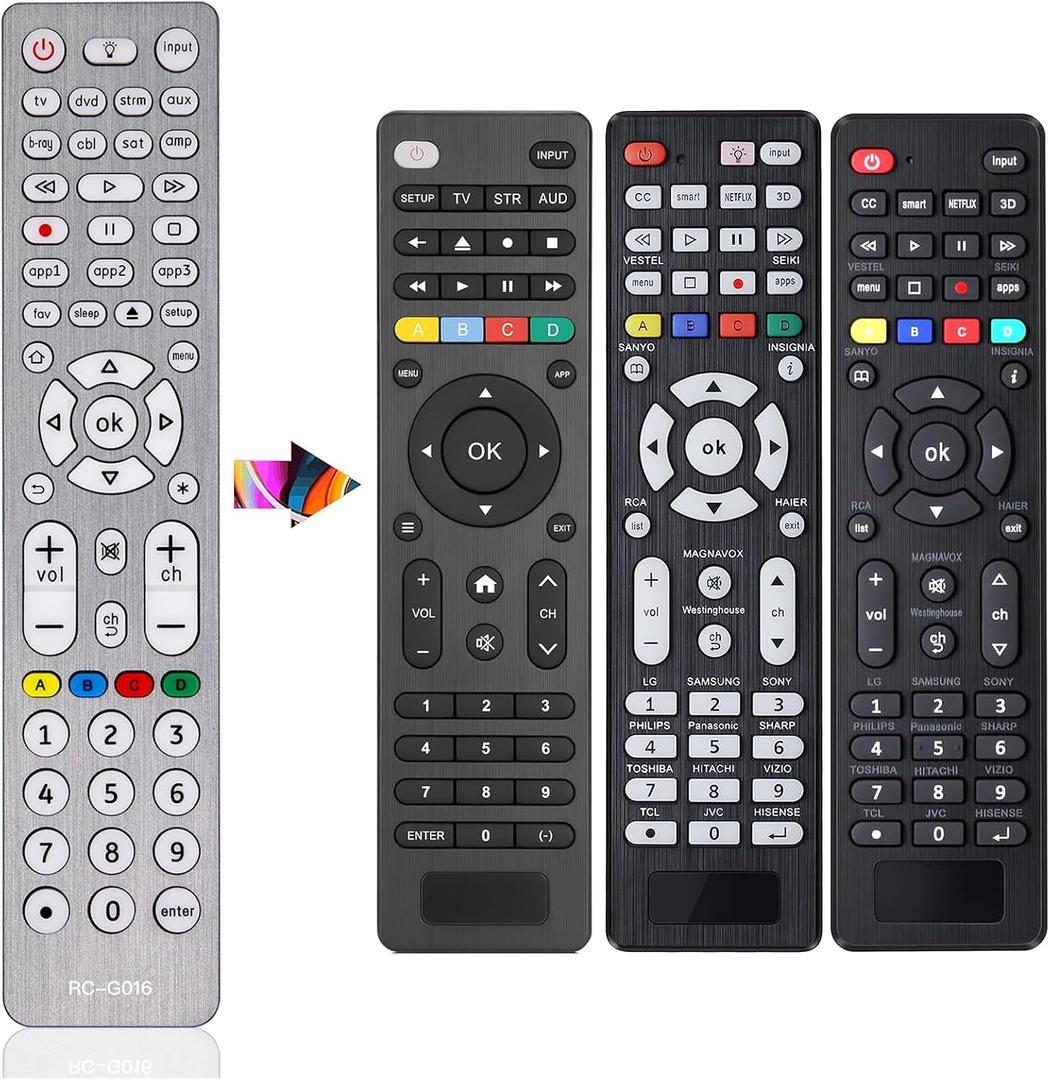 Universal Remote Control for TVs, DVD/Blu-Ray Player, Streaming Players, Soundbar Speaker, Cable Box, Satellite-Easy Paired 8 in 1 Universal Remote with Backlit Buttons