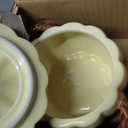 Maxdot Set of 5 Ceramic Pumpkin Bowls with Lid and Handles Pumpkin Shape Soup Serving Pot Storage Jar for Fall Thanksgiving Halloween Party Kitchen Dessert Decoration 17Oz & 54Oz(Cream Yellow)