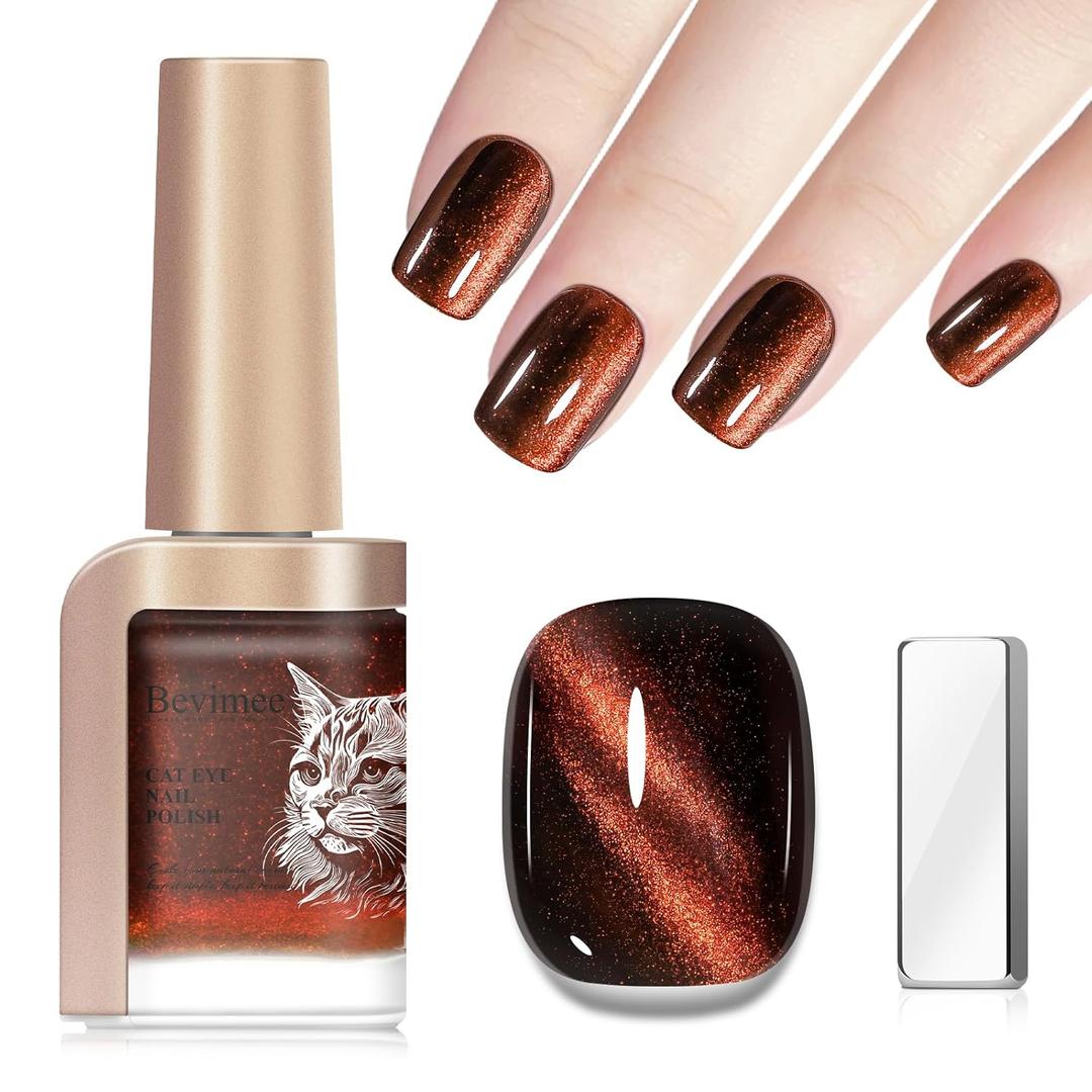 Magnetic Nail Polish Non Gel: Quick Dry Cat Eye Nail Polish Red Nail Lacquer Long Lasting Fingernails Fast Dry for Women Girls DIY Home