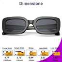 VISOONE Chunky Rectangle Sunglasses Women Men 90s Vintage Retro Accessories UV400 Protection Narrow Square Shades Harmony (Black)
