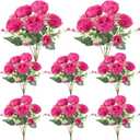 8 Pack Hot Pink Peonies Artificial Flowers, Fake Silk Hydrangea Bouquet for Bridal Wedding Home Table Decor Reusable Dining Opening Ceremony Birthday Arrangement Faux Floral