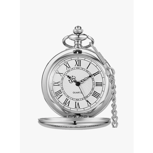 Smooth Pocket Watch Alloy Steel Quartz Roman/Arabic Numerals with 37cm Chain for Father's Day Xmas Best Gifts