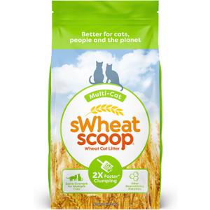 sWheat Scoop Natural Wheat Multi-Cat Litter, Superior Clumping with Odor Neutralizing Enzymes, 25 Pound Bag