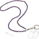 Lanyard for Women, Beaded Lanyards for ID Badges Holder Teacher Lanyard Holder Keychain Necklace Strap for Women Girls (Amethyst)