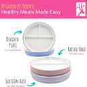 Elk and Friends Kids 6.7 Porcelain Divided Plates with Silicone Suction Sleeves | Suitable for Babies/Kids/Toddlers | Microwave & Dishwasher Safe | Non Slip | Snack Dishes | 4 Pack (Sage/Misty Blue/Navy/Gray)