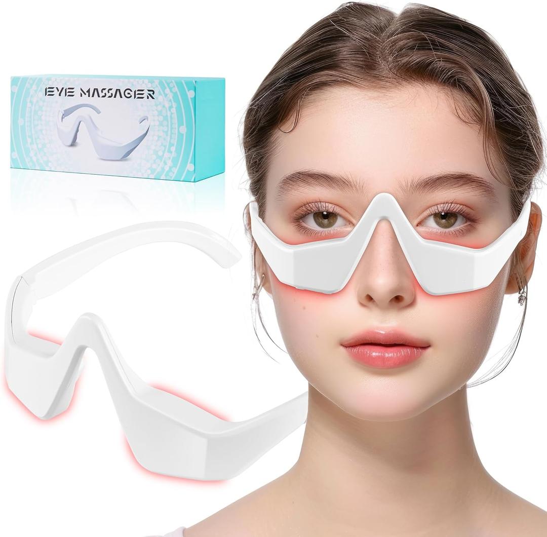 Under Eye Red Light Therapy Glasses, Red Light Therapy Device Microcurrent Eye Massager, Botanique Paris Eyes Bag Remover for Reduce Dark Circles and Wrinkles (White)