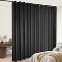 Room Divider Blackout Curtains Flexible Sliding Tracks Sets Ceiling Mounted Rod Window Curtain Privacy Separation for Bedroom Living Rooms,1 Panel Black Drape and Black Track Set-W180xH84 in