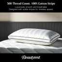 Beautyrest Hotel Collection Luxury Queen Pillows Set of 2 - Premium 500 Thread Count Damask Stripe Embroidered Cotton Cover, Gusseted Soft Medium Down Alternative, Queen Size Set of 2