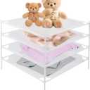 Sweater Drying Rack, 4-Layer Clothes Drying Rack Flat Mesh Drying Rack Clothing Stackable Laundry Drying Rack for Sweaters Socks Toys Indoor&  Outdoor Use, White
