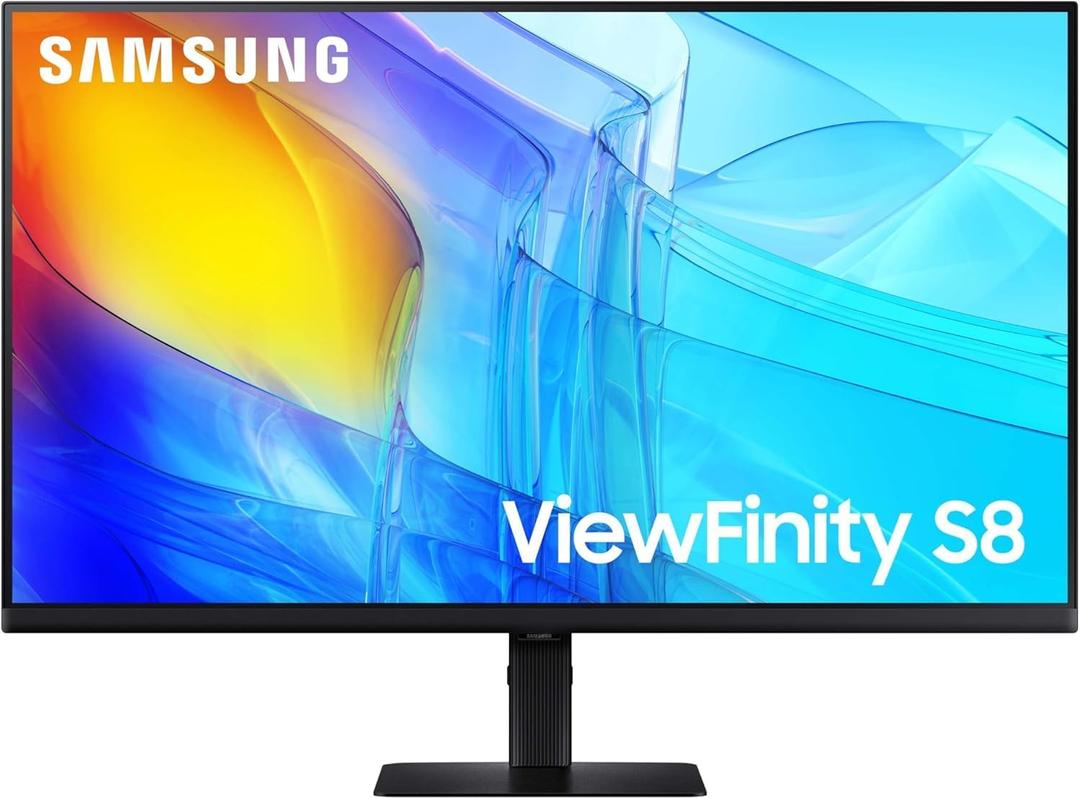 SAMSUNG 27" ViewFinity S8 (S80D) Series 4K UHD High Resolution Computer Monitor, HDR10, Multiple Ports w/ HDMI, DisplayPort, USB-A, Height Adjustable Stand, LS27D806EANXGO, 2024