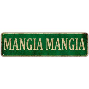 KIOZIY Mangia Mangia Metal Sign, 4x16, Italian, Kitchen, Food, Eating, Kitchen Decor, Dining, Home Decor