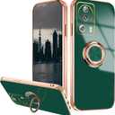 Compatible with Xiaomi 13 Lite Case Ring Holder Magnet Green, for Xiaomi 13 Lite Phone Case Silicone Shockproof Plate Luxury Slim Cover (Dark Green)