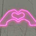 HMASYO Heart Hands Neon Sign, Music Singer Love Finger Neon Light with Dimmer and USB, LED Wall Art for Music Lover Bedroom Game Room Bar Party Wedding Birthday Christmas Decor 15.7"