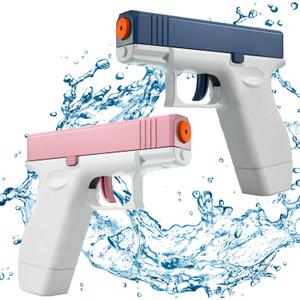 2 Pack Water Guns Squirt Guns Water Soaker Gun Water Blaster for Summer Long Range Shooting Games Outdoor Toys Water Blaster Pistol for Boys Girl Kids Adults, Pink and Blue, CY001
