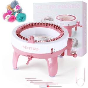 Hprampi Knitting Machine 40 Needles, DIY Knitting Machine for Adults or Kids, Plain/Tube Double Knit Loom Machine Kit for Hats, Scarves