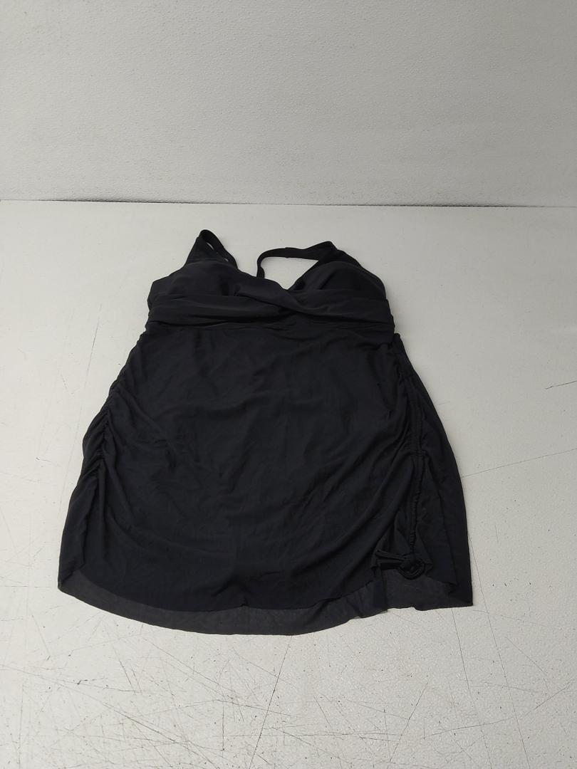 Women Plus Size Swim Dress Swimsuit One Piece Tummy Control Bathing Suits Modest Criss Cross Swim Suits Black 2XL