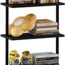 aboxoo Ladder Shelf Open 5-Tier Bookshelf Wall-Mounted Black Wood Bookcase Storage Rack Open Industrial Modern Plant Stand Utility Organizer Bookcase Metal Frame Furniture Office Bedroom (1PC)