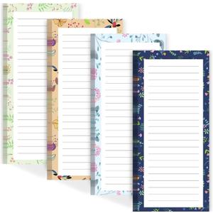 Joyberg Magnetic Notepads for Refrigerator - Flower Design, 50 Sheets Per Pad, 4 Pack Memo Pads for Grocery Lists and To-Dos