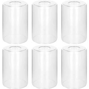 6 Pack Clear Glass Shades Replacement,5.51in Height,3.94in Diameter,1.65in Fitter,High Transmittance Cylinder Glass Lampshade Replacement for Pendant Light Floor lamps Chandelier Wall Sconces