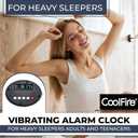 CoolFire Vibrating Alarm Clock for Heavy Sleepers, Deaf & Hard of Hearing Rechargeable Portable Travel Digital Clock with Strong Bed Shaker Choose Silent Vibration OR Loud Sound Mode LCD Backlight