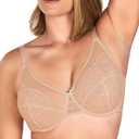 HSIA Minimizer Bras for Women Enchante Full Coverage Underwire Bras Plus Size Lifting Floral Lace Bra for Heavy Breast (36D, Warm Beige)