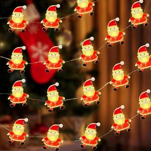 Christmas Santa String Lights Battery Operated,16FT 50LED Santa Claus Mini String Light Waterproof Sliver Wire Christmas Fairy Lights for Indoor Outdoor Party Festival Windows Yard Xmas Tree Decor