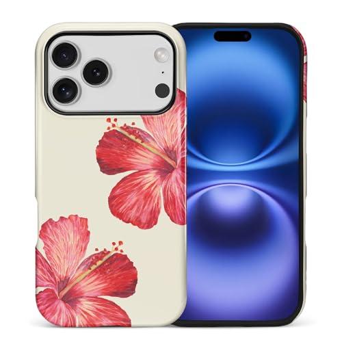 ilikediy for iPhone 17 Pro Max Case, Tropical Hibiscus Flower Hybrid 2 Layer Hard Shell Silicone Protective Pattern Design Case