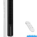 JRD 41" Evaporative Air Cooler, Bladeless Tower Fan with 12H Timer, 3 Speed, 5 Mode, Remote Control, 80 Oscillating, 3-IN-1 Portable Swamp Cooler Standing Floor Fan for Bedroom Office Indoor Room (White)