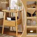 Night Stand with Drawer, Mid Century Modern Nightstand, Bedside Tables with Open Storage Shelf,Large Storage End Table, Bamboo Night Stands for Bedrooms