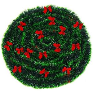 Christmas Garland with Red Bows,Artificial Greenery Pine Garland Decor for Mantle Stair Fireplace Home Party Decoration…