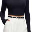  Cropped Long Sleeve T Shirts for Woman - Slim Fit Crew Neck Crop Tops, Basic Women's Cropped Tee Casual Wear Workout, Size XL