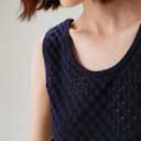 RIHOAS Womens Crochet Tank Top Sleeveless Knit Sweater Hollow Out Loose Knit Trendy Going Out Top Sweaters Vest (Black, L)