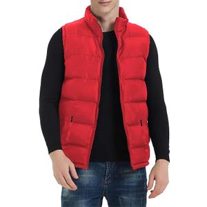 TUVEKE Men's Puffer Vest Red Puffer Vest Men Sleeveless Zipper Quilted Vest Winter Warm, 3XL