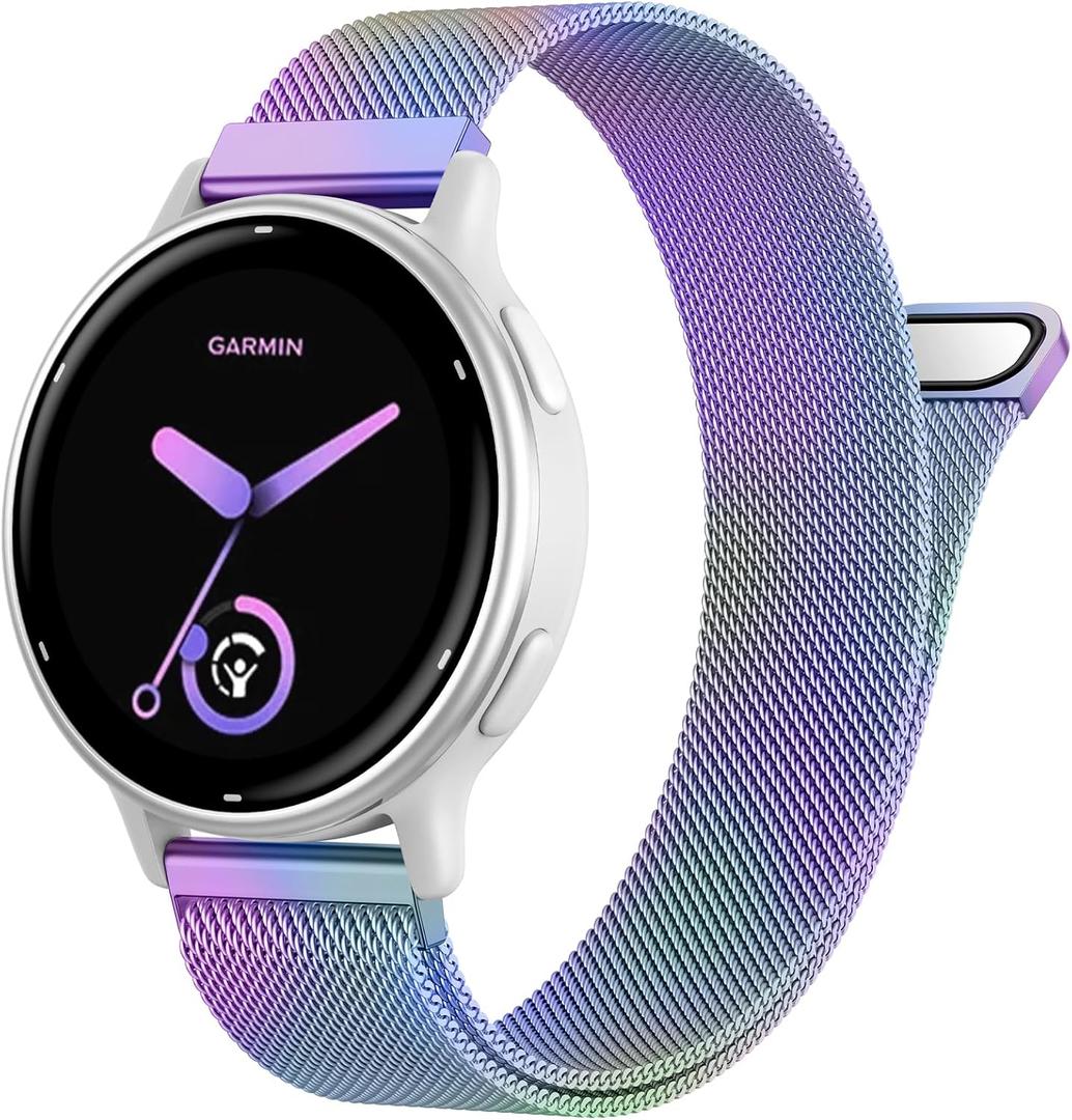 18mm 20mm 22mm Metal Band Compatible with Garmin Vivoactive 5/6/3 Watch Bands, Quick Release Stainless Steel Magnetic Strap for Garmin Venu 3S/Venu 4/2S/Sq Watch Band, Forerunner 165/245 Band Women Men