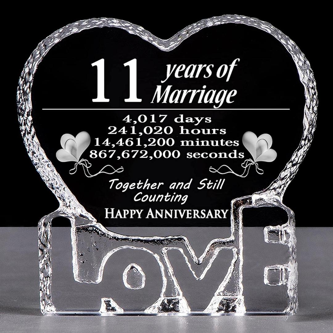 YWHL Happy 11th Wedding Anniversary, Romantic Gifts for Her Him, 11 Years Marriage Gifts for Wife