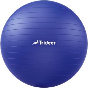 Trideer Extra Thick Yoga Ball Exercise Ball, 5 Sizes Gym Ball, Heavy Duty Ball Chair for Balance, Stability, Pregnancy, Quick Pump Included (L (58-65cm), Indigo Blue)