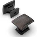 Amerdeco 10 Pack Oil Rubbed Bronze Cabinet Knobs 1-1/8 Inch Single Hole Cabinet Handles Dresser Knobs Square Drawer Knobs and Pulls for Bathroom Cabinets ZH0011