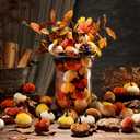 60 Pcs Mini Velvet Pumpkins Vase Filler 1 1/2" x 2" for Fall Home Decor Small Velvet Pumpkin Assorted Plush Terracotta Fabric Pumpkins for Fall Thanksgiving Home Decorations (Classic Color)